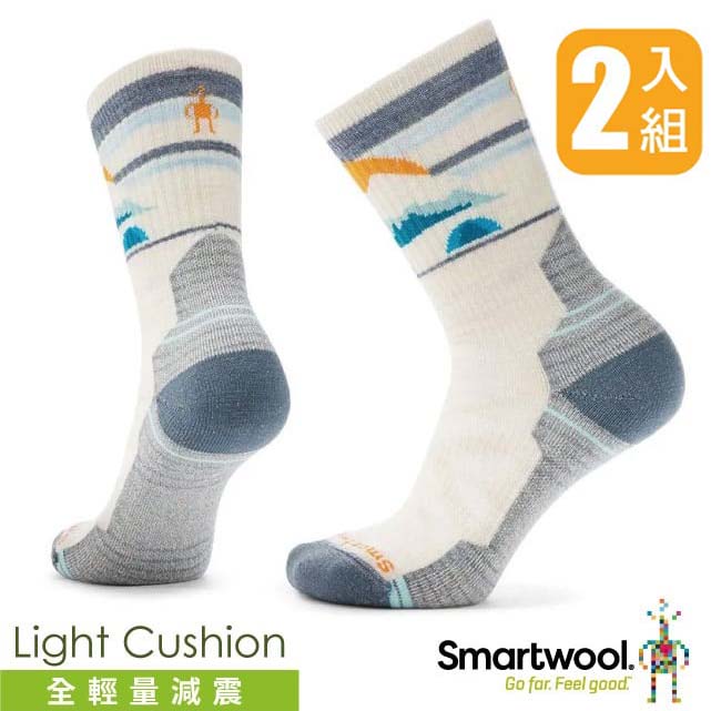 【SmartWool】女 美麗諾羊毛 機能戶外全輕量減震中長襪(2雙入)-山間明月/SW002272-A81 米白✿30E010